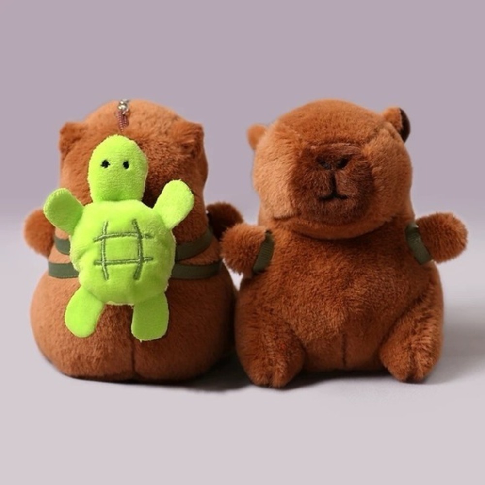 1 Cute brown Capybara Plush Keychain with Turtle Backpack | 12cm Soft Toy‎ new